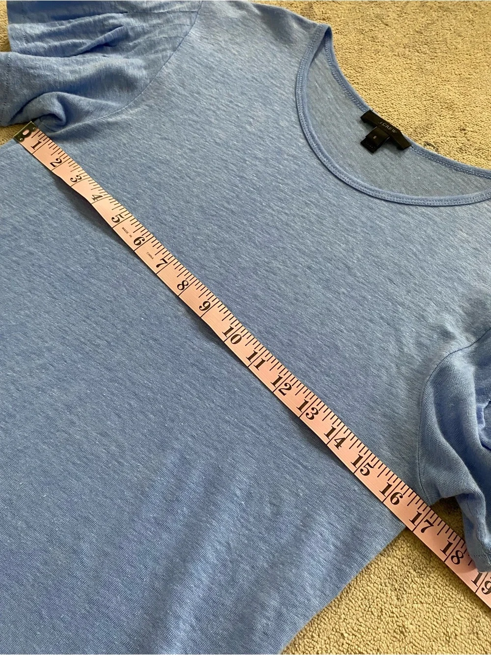 J. Crew Flutter Sleeve 100% Linen T-shirt Small Blue Lightweight Comfy